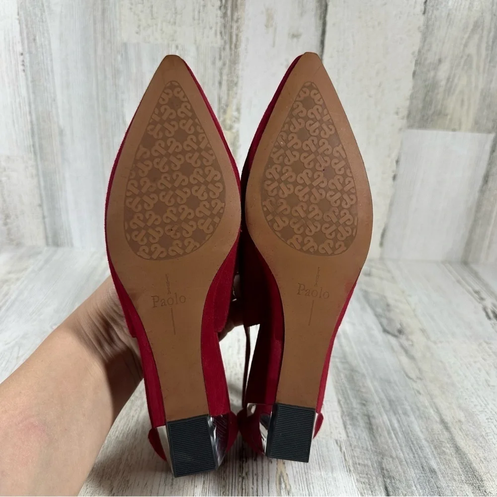 New Linea Paolo Velia Low Wedge Pump Red Suede‎ #157